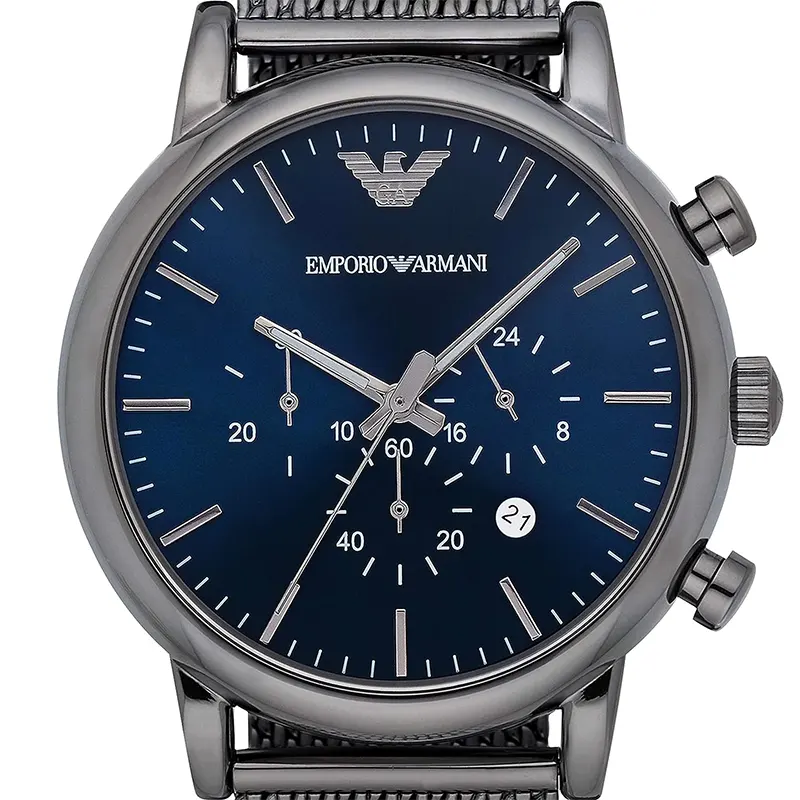 Emporio Armani Luigi Blue Dial Mash Strap Men's Watch- AR1979